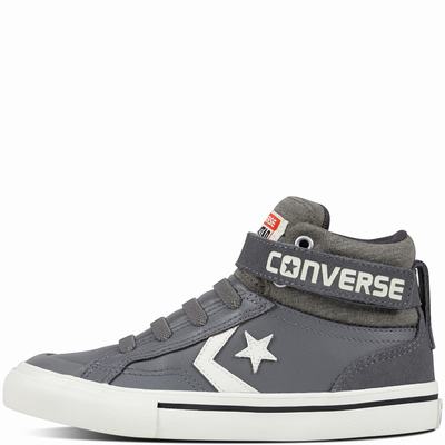 Converse Pro Blaze Strap Leather And Suede High Tops Mens - Deep Grey Shoes (337ZBCTD)